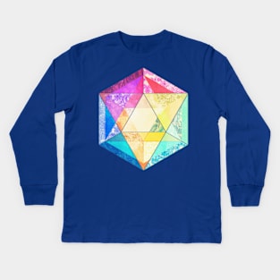 Retro Rainbow Patchwork Hexagon Kids Long Sleeve T-Shirt